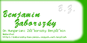 benjamin zaborszky business card